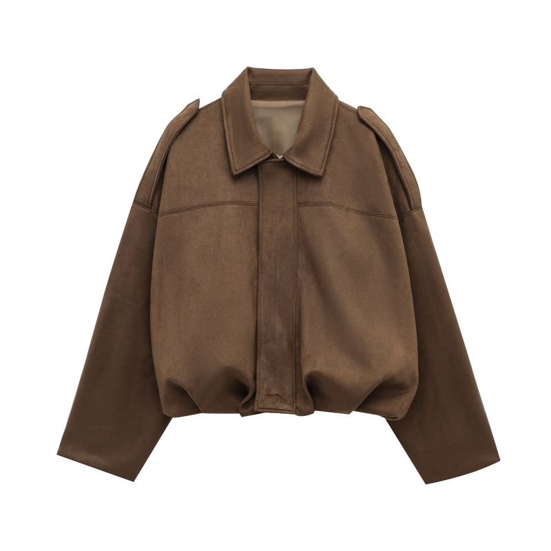 Veste à épaulettes en daim vert armée pour femme, style britannique, manches courtes et longues, nouveau style décontracté 2025_voghion.com