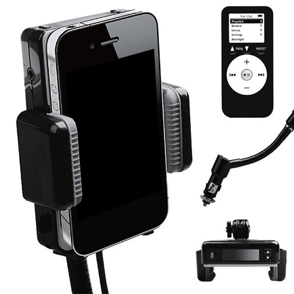 FM Transmitter Hands-free Car Charger With Remote Control Phone Stand 3.5 Mm Headphone Jack_voghion.com