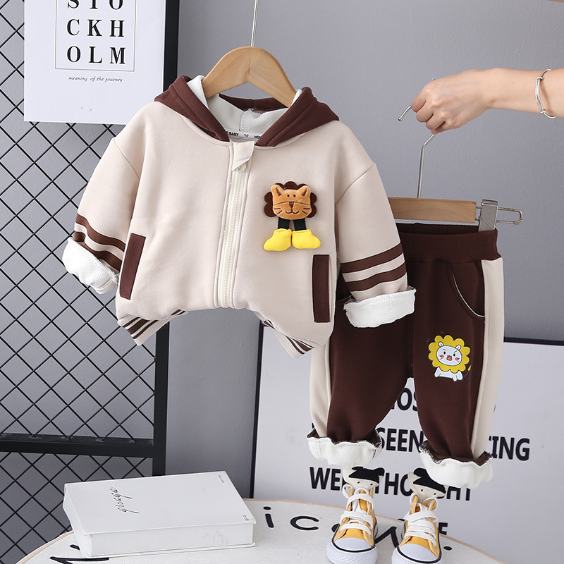 Conjunto de dos piezas de gorro de béisbol de felpa para bebé, gorro de otoño/invierno para niños y niñas, ropa bonita de moda para Primavera/otoño, novedad de 2023_voghion.com
