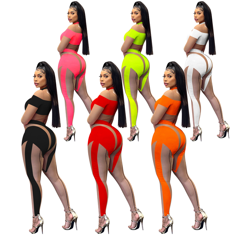 Moda feminina sexy boate malha apertada transparente calças de mangas compridas macacão vestido feminino_voghion.com