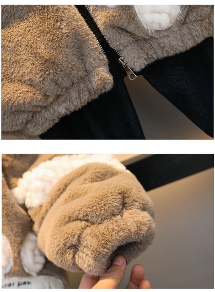 Kid's Clothing Boys' Autumn And Winter Mink Fleece Jacket Children's Plush And Thickened Baby Fur Cotton Coat Mid Length_voghion.com