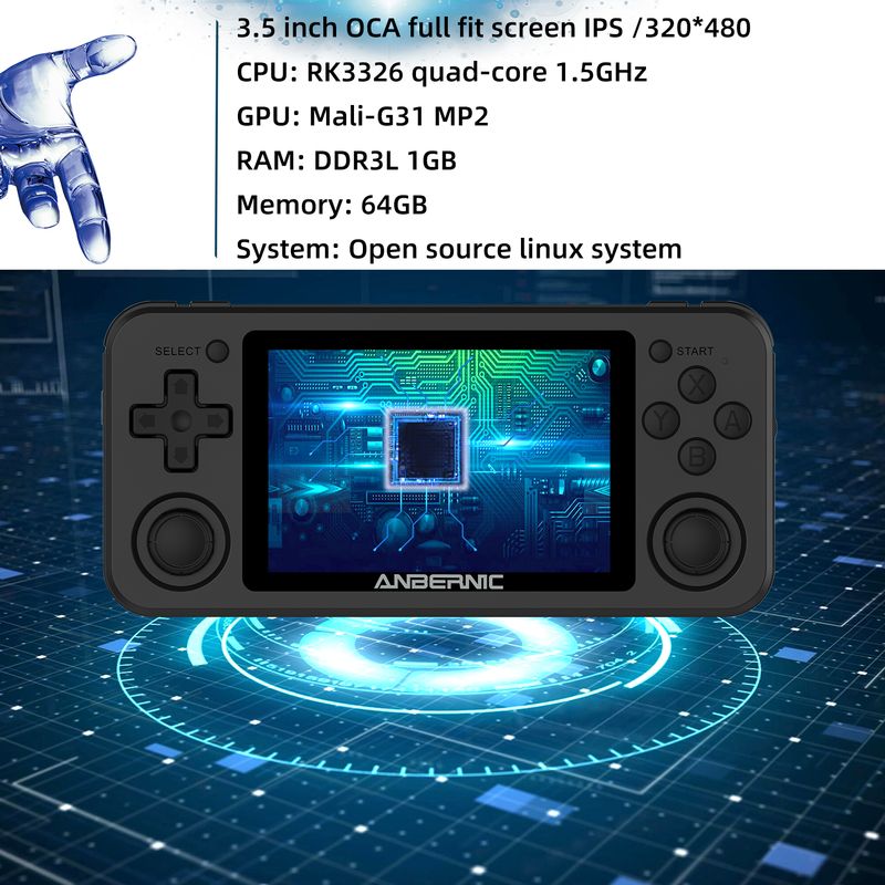ANBERNIC RG351P Handheld-Retro-Spielkonsole RK3326 3,5-Zoll-IPS-Bildschirm 64-GB-TF-Karte 2500 klassische Spiele 3500 mAh_voghion.com