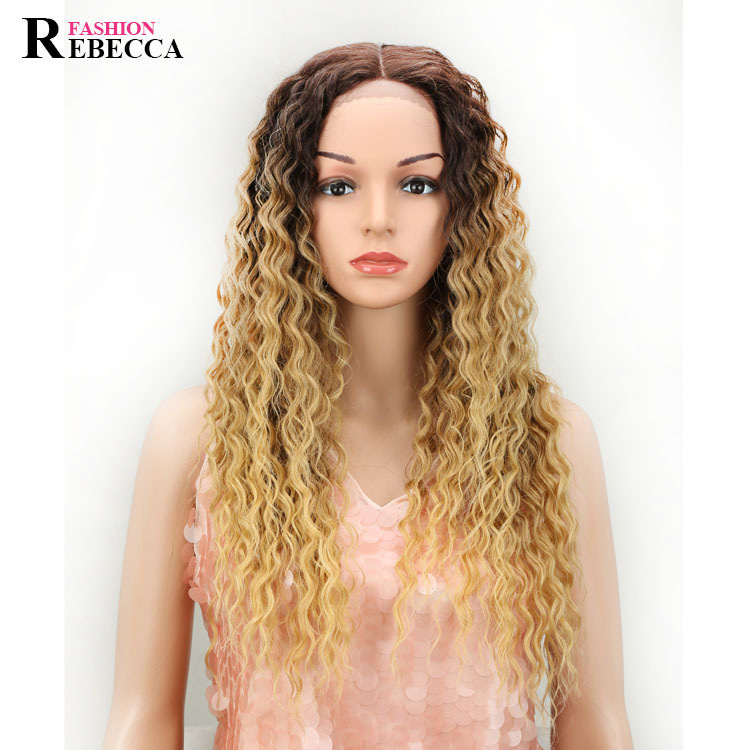 Rebecca wig high temperature silk chemical fiber headgear long curly hair hot style fashion front lace_voghion.com