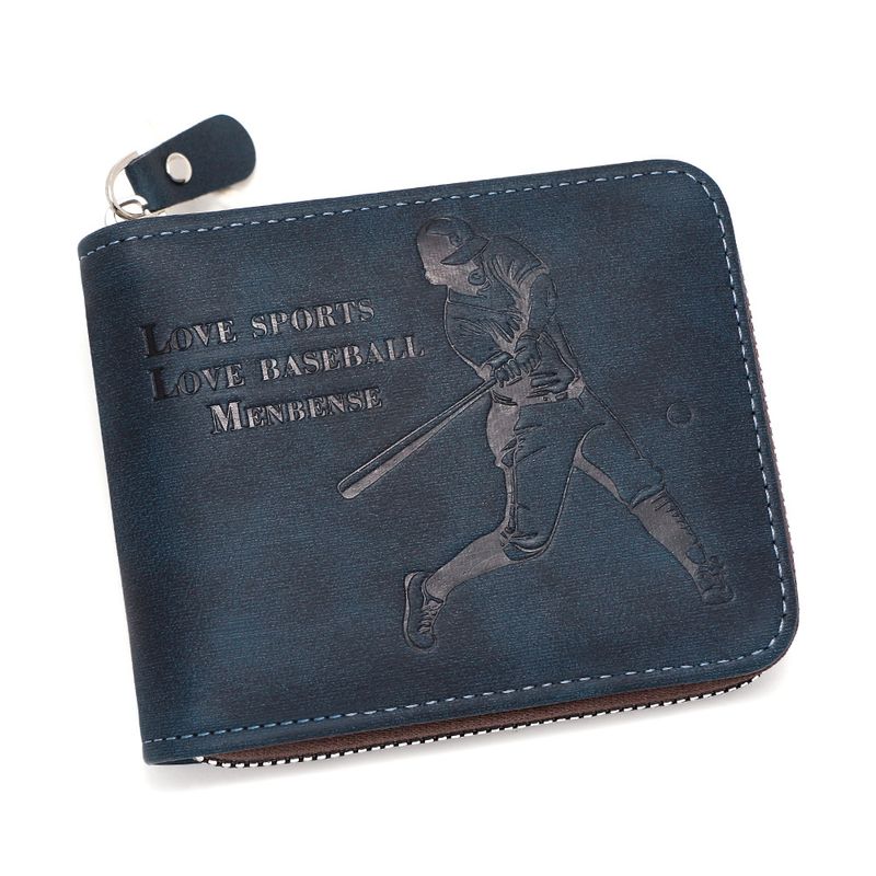 Trendy Men's Short Chain Baseball Player Large Capacity Coin Purse Dollar Bill Wallet_voghion.com