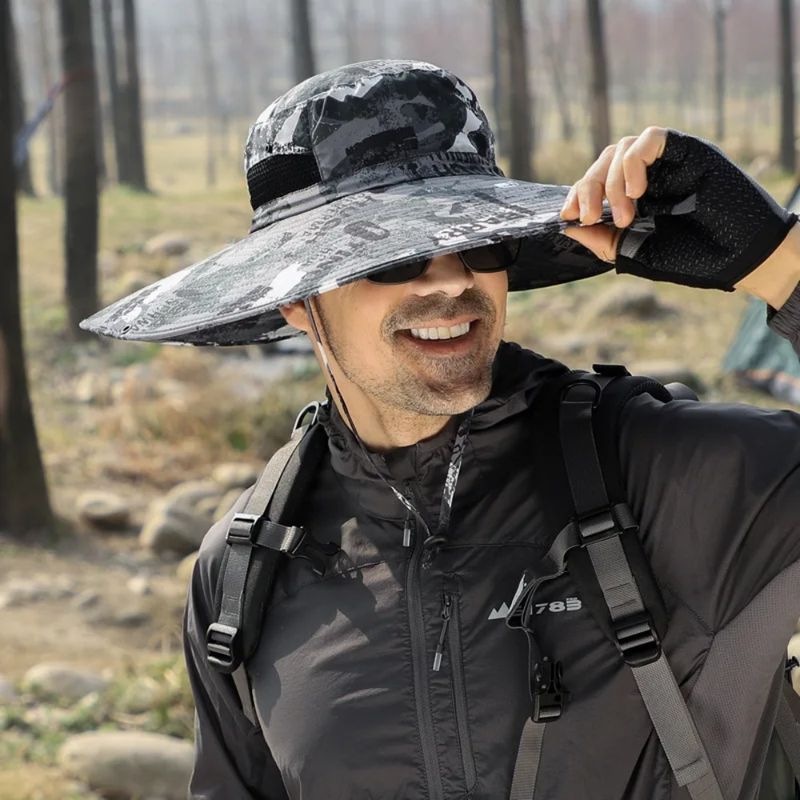 Neu eingetroffen Sonnenschutz Eimer Sommer Winddicht Atmungsaktiv Sonnenhut Großen Kopf Größe Fisherman Cap Männer_voghion.com