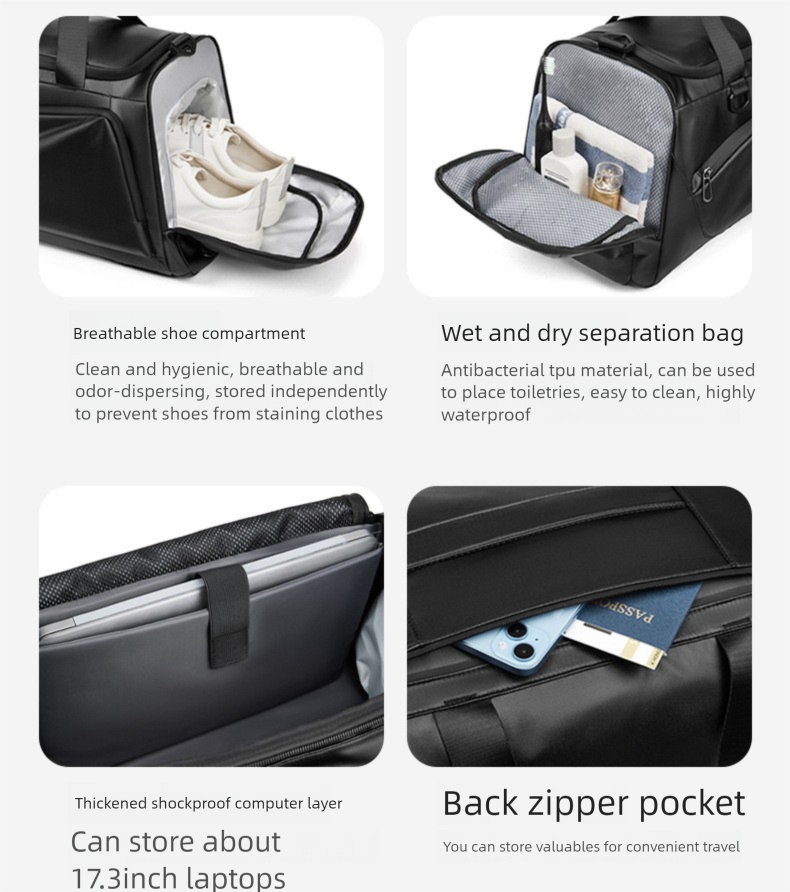 Travel Bag Men, Large Capacity, Multifunctional, Suitable For Business Trips, Crossbody Luggage Bag, Dry And Wet_voghion.com