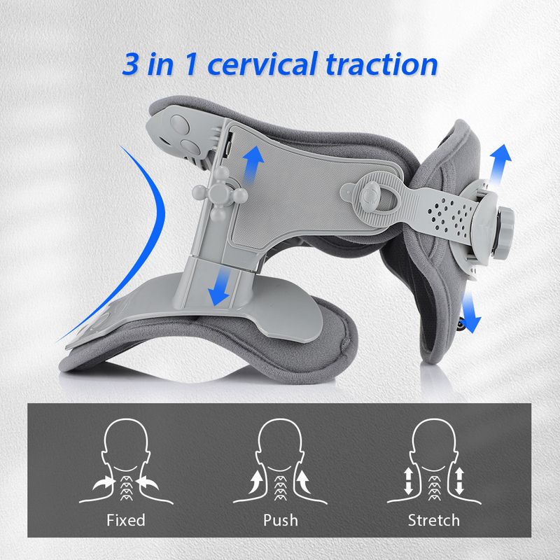 Home Adjustable Traction Device Neck Stretching Cervical Massager Back Support Hot Compress Heat Therapy Relieve Fatigue_voghion.com