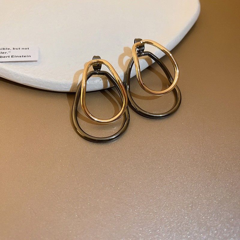 Silver Needle Small Geometric Metal Style Simple Ins Niche Minimalist Stud Drop Elegant Earrings For Women_voghion.com