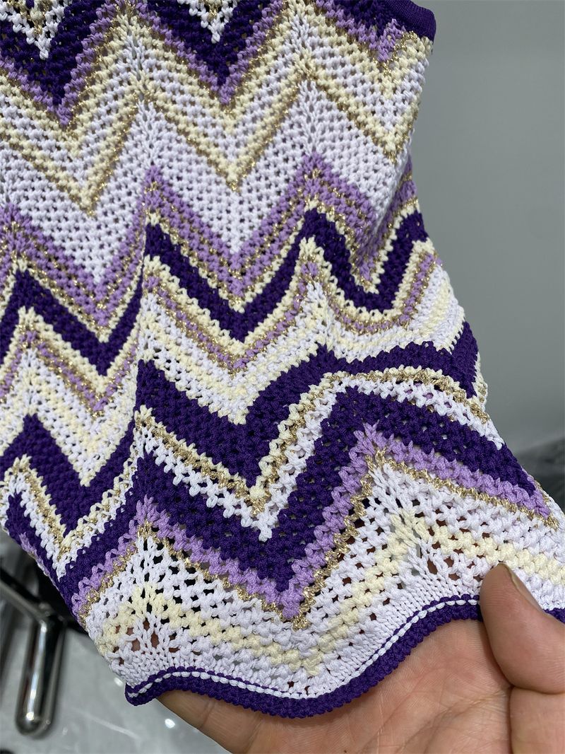 Conjunto de dos piezas de ropa para mujer, con estampado de ondas de colores contrastantes, fino, sexy, a rayas de colores, informal, de seda helada_voghion.com