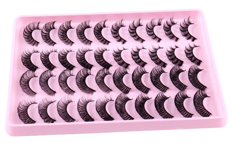 Pestañas postizas rusas de fibra química DD, 20 pares de pestañas gruesas y naturales._voghion.com