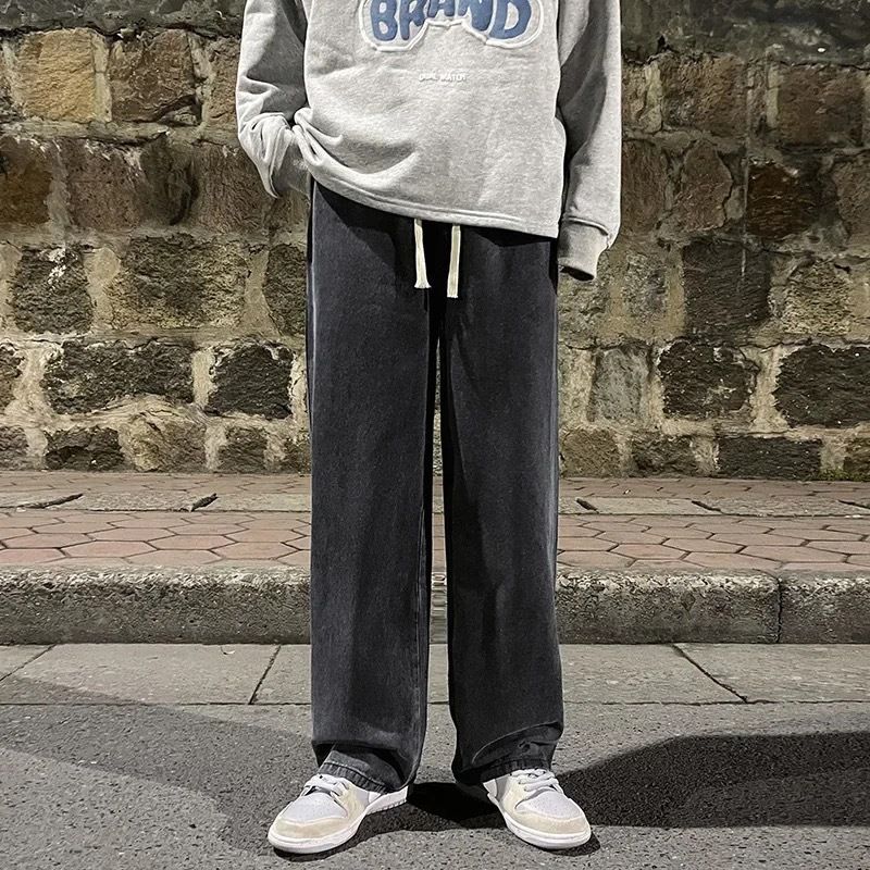 Herrkläder sommar nya mäns lös casual design nischade jeansbyxor med raka breda ben_voghion.com