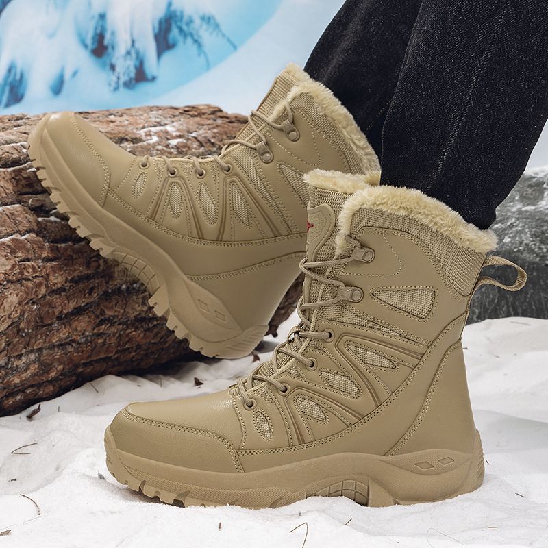 Herren 2025 Neue verdickte kältebeständige warme Baumwollstiefel rutschfeste, langlebige Wanderstiefel_voghion.com