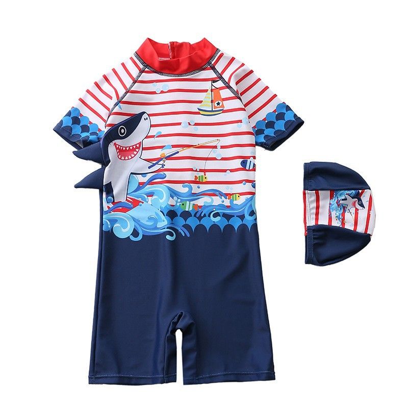 Traje de baño para niños de una pieza con capucha de dinosaurio, traje de baño de manga larga para playa, protector solar, traje de baño de aguas termales para bebés_voghion.com