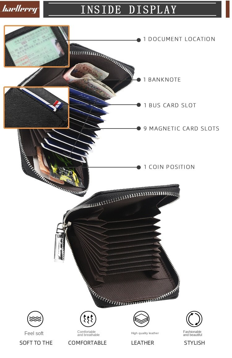 Baellerry Männer Uergel Card Holder New Product PU Dokument Bag Fashion Zipper Multi-Card Coin Portemonnaie_voghion.com