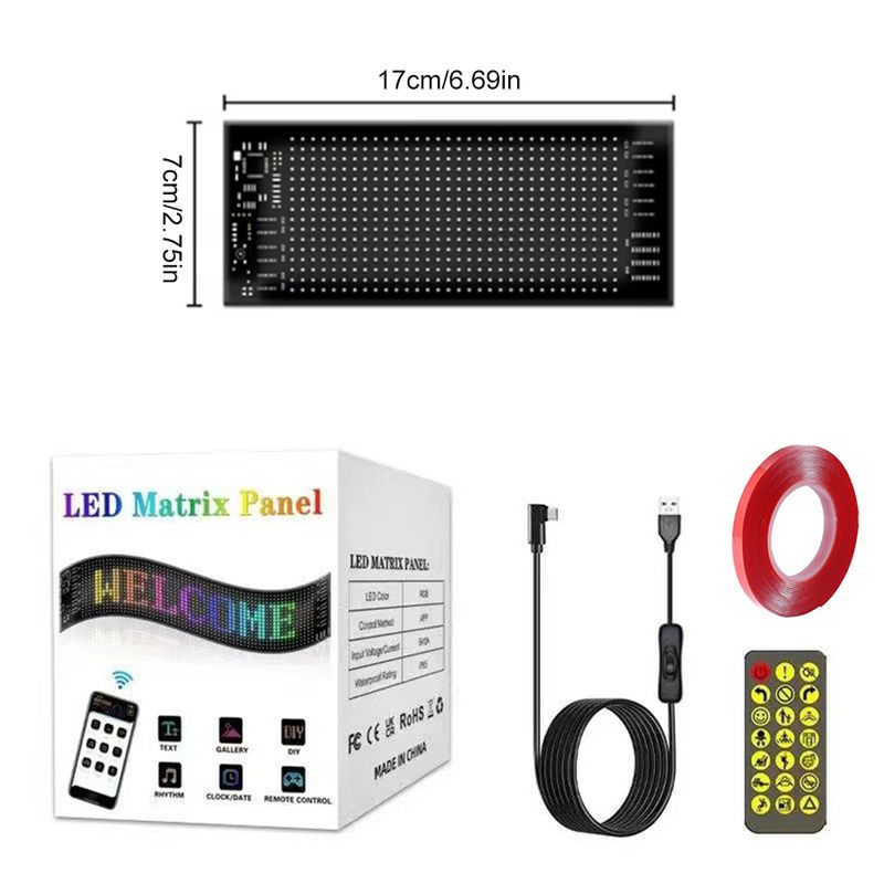 Dynamisches Devil's Eye LKW-Windschutzscheiben-Scrolling-Werbung Autoschild RGB DIY App-Steuerung LED-Panel Flexibles Displaylicht_voghion.com