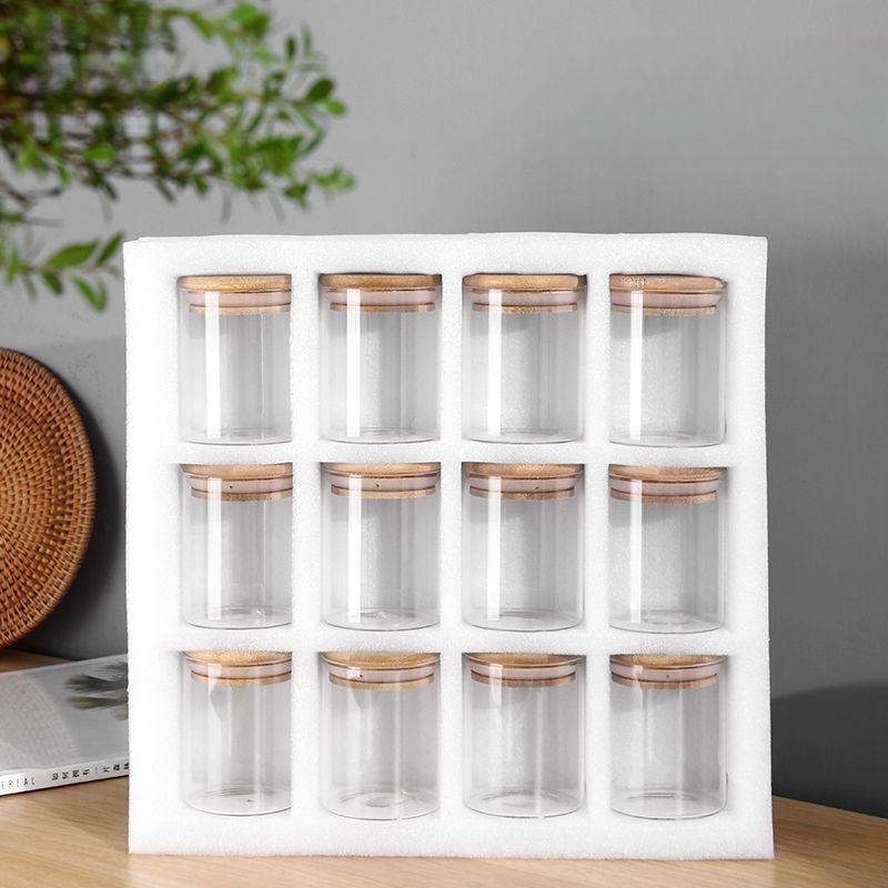 Tea Canister Sealed Container Grain Storage Jar Transparent Glass Bottle Set_voghion.com