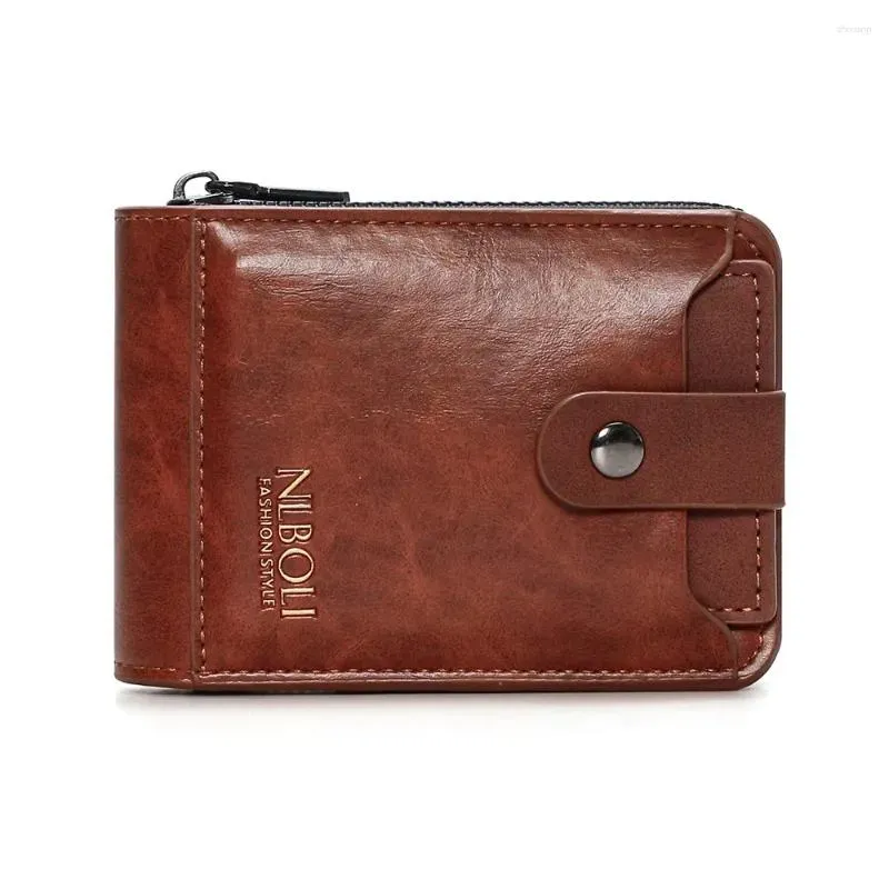 Kartenetui, großes Fassungsvermögen, einfarbig, lässig, mit mehreren Kartenfächern, Business-Tasche mit Reißverschlussfach, PU-Leder, Einkaufstasche_voghion.com