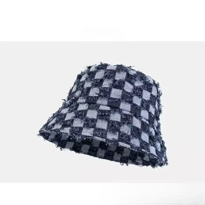 Il nuovo cappello da pescatore a scacchiera a scacchiera dal design di nicchia di Shaoheng Yiwu, versatile per bambini e coppie, di alta qualità_voghion.com