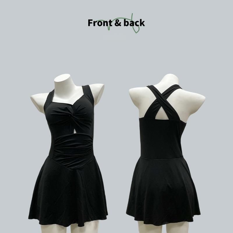 Nuovo costume da bagno intero da donna, stile classico con gonna snellente, costume da bagno push-up per le vacanze estive e le sorgenti termali_voghion.com