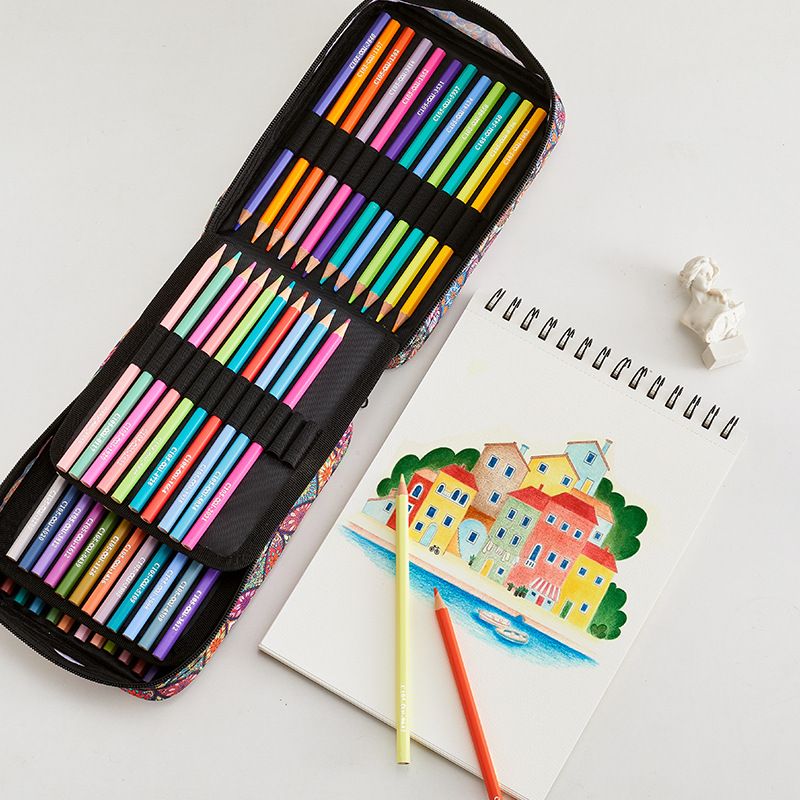 Astuccio portapenne da 72 colori con grande capacità - Tonalità vivaci Macaron e Morandi, organizer portatile per articoli artistici per studenti e artisti_voghion.com