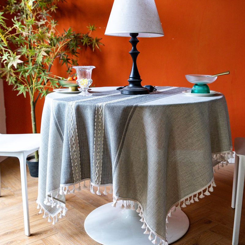 Nappe ronde en coton et lin pour table à manger, petite et fraîche, style nordique, tendance_voghion.com