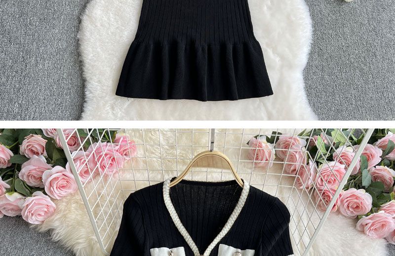 Gonna aderente con vita a temperamento nero lavorato a maglia nuova da donna_voghion.com
