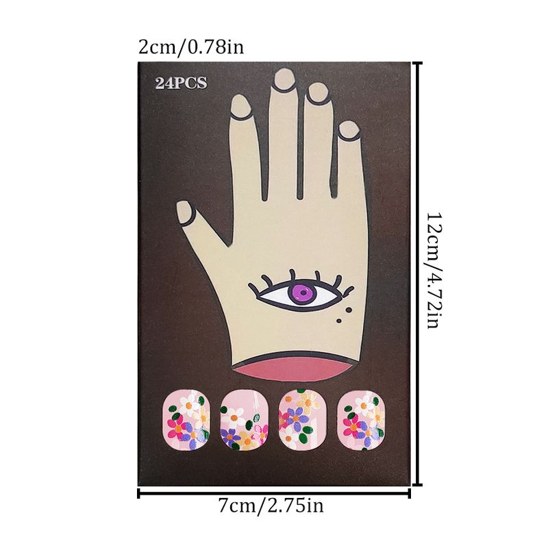 Corto luminoso fresco moda fiori colorati indossare pezzi di unghie europeo e americano commercio estero ins pezzo di unghie rimovibili 24 pezzi_voghion.com