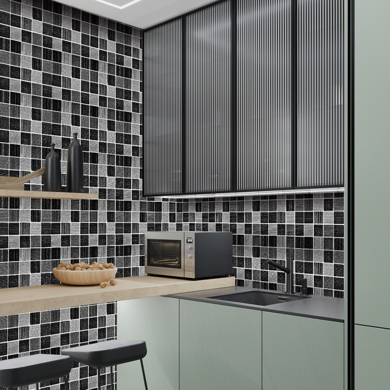 MSC077-0923D Mosaik Krystal Flise Klistermærke Glas Tile DIY Vandtæt selvklæbende vægklistermærke_voghion.com