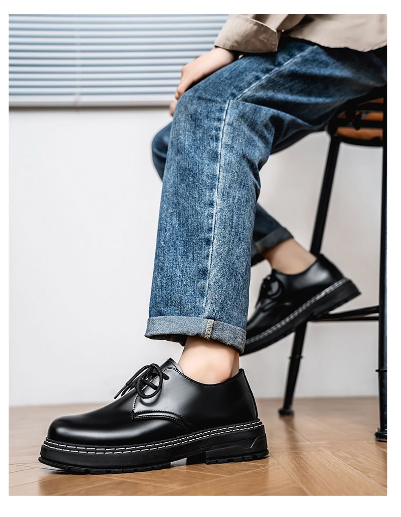 Große Größe 2025 Frühjahr Neue Schwarze Trendy Casual Herren Britische Business Lederschuhe, Formelle Arbeitsschuhe_voghion.com