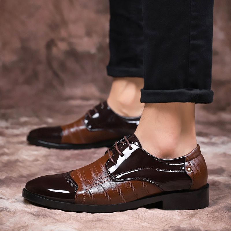 Zapatos de cuero puntiagudos de negocios para hombres de alta calidad, zapatos formales_voghion.com