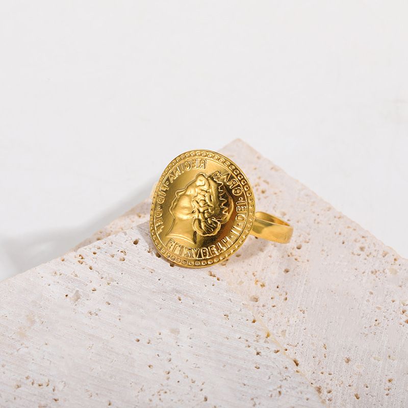 Gold Stainless Steel Open Unisex Cross Couple Ring Niche_voghion.com