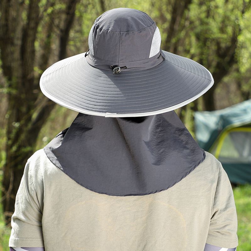 12CM Sun Protection Hat For Men To Cover Their Face Insect And Sand Proof Outdoor Hiking Large Brim Sun Protection Fisherman Hat For Women_voghion.com