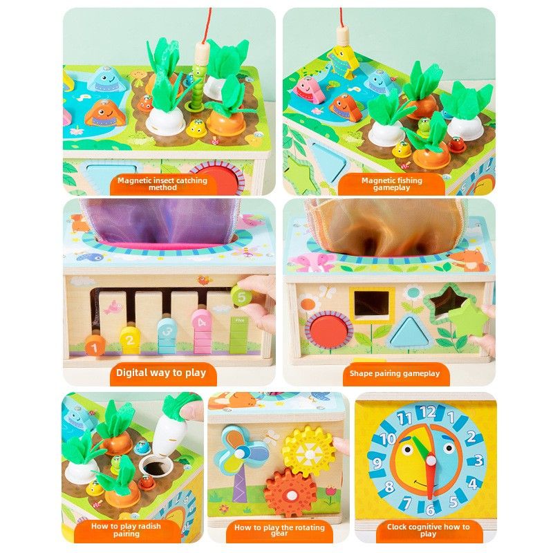 Giocattoli educativi per bambini, pesca con la carta, ravanelli, cattura di insetti, orologio_voghion.com