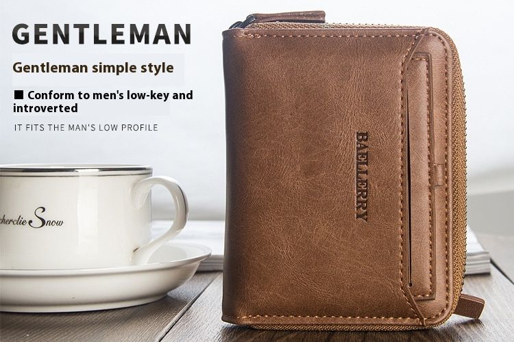 Men's Wallet New Business And Leisure Large Capacity Handbag Litchi Pattern Zipper Handbag_voghion.com
