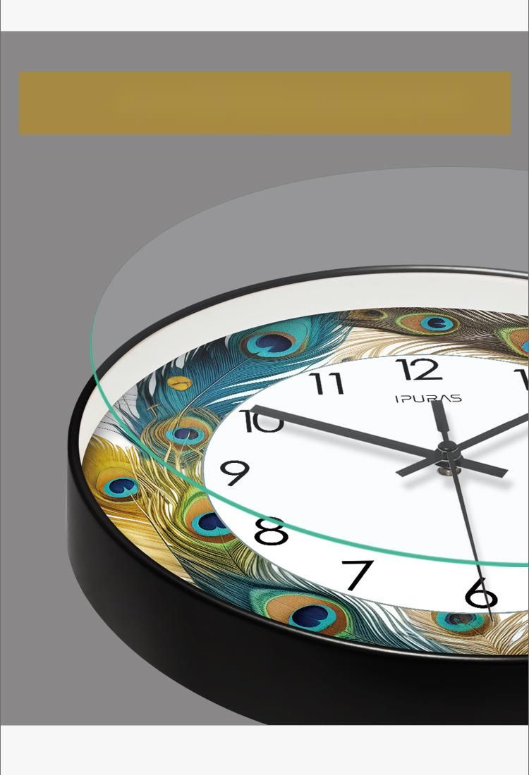 Orologio al quarzo da parete con secondi continui, ultra silenzioso, 7002, leggero, di lusso, alla moda, semplice, con piume di pavone, per soggiorno_voghion.com