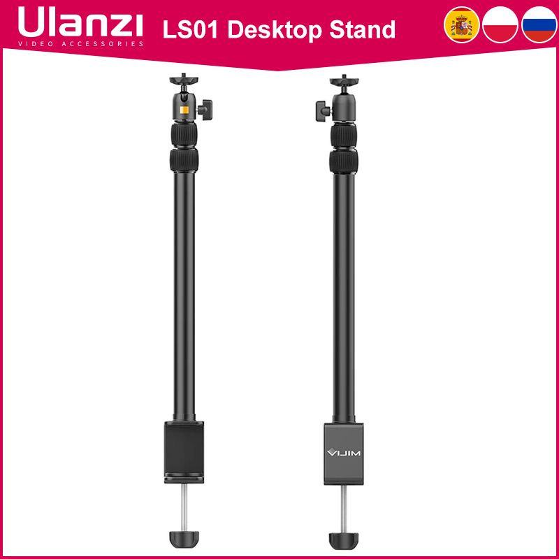 VIJIM LS01 -pöytäteline, 96 cm, säädettävä pöytäteline irrotettavalla kuulapäällä, 1/4" ruuvilla LED-rengasvalolle_voghion.com