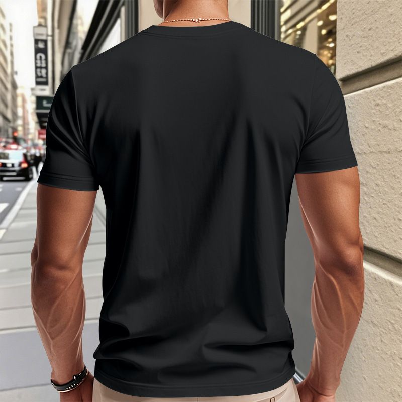 Herrenbekleidung T-Shirt Einfarbig V-Ausschnitt Kurzarm Sommer Neue Große Größe Trend Tops_voghion.com