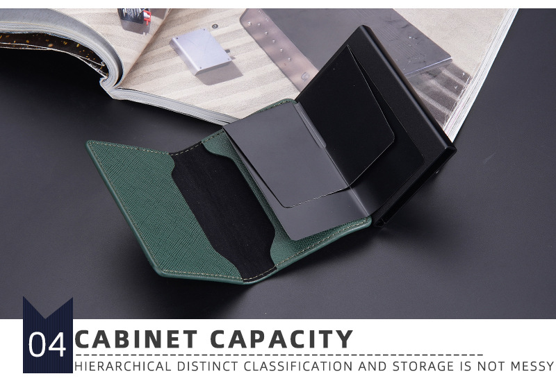 Neu Tasche Herren Baellerry Kontrast Farbe RFID Anti Magnetische Seite Push Bullet Box Neutral Karte Leder Clip_voghion.com