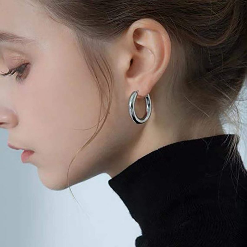 Orecchini con fibbia a forma di C orecchini in oro 14K, accessori ad anello circolare_voghion.com