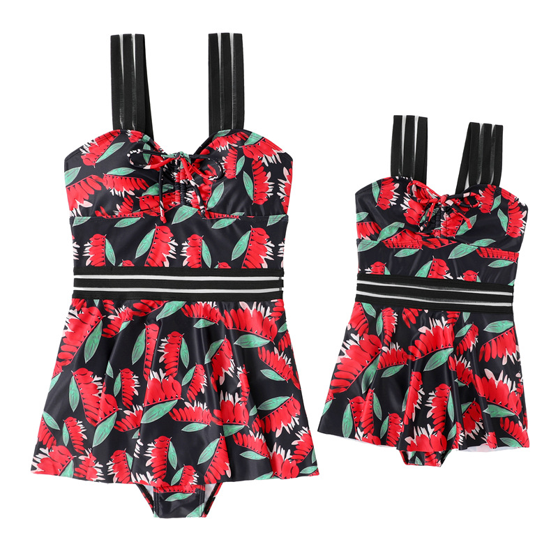 Maillot de bain familial Maillot de bain une pièce pour femme Jupe une pièce avec maillot de bain élégant_voghion.com