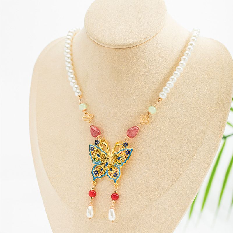 Ciondoli di perle Ming Long, accessori Hanfu, collane, gioielli da donna in stile antico (TB18.9)_voghion.com