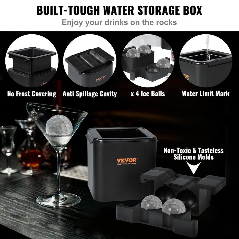 Sfera di ghiaccio a 4 cavità, morsetto da 2,36 pollici con sfera di stoccaggio, sfera trasparente rotonda, cubo di ghiaccio trasparente, ghiaccio e ghiaccio, sacchetto per il ghiaccio_voghion.com