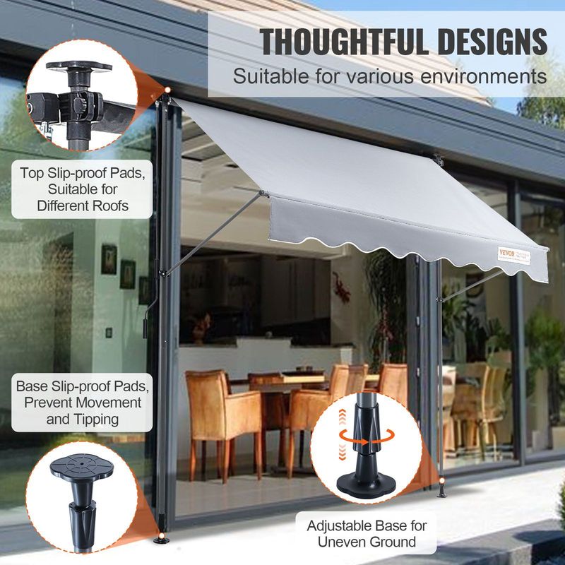 VEVOR Manual Retractable Awning, 78" Outdoor Retractable Patio Awning Sunshade Shelter, Adjustable Patio Door Window Awning Canopy With 39" Sun Shade Curtain For Backyard, Garden, Balcony_voghion.com