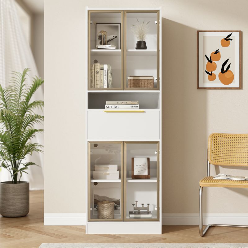 Hochschrank Weiß 60x180cm con 16 colores LED, Bluetooth, frente de cristal_voghion.com
