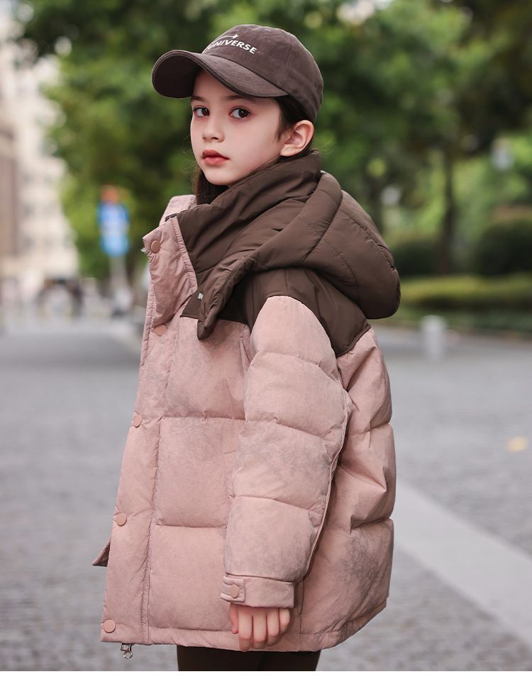 Boys Girls Winter Puffer Jacket With Hood, Warm Thick Down Coat For Kids, Mid-Length Waterproof Windproof Outerwear, Soft Lightweight Comfortable_voghion.com