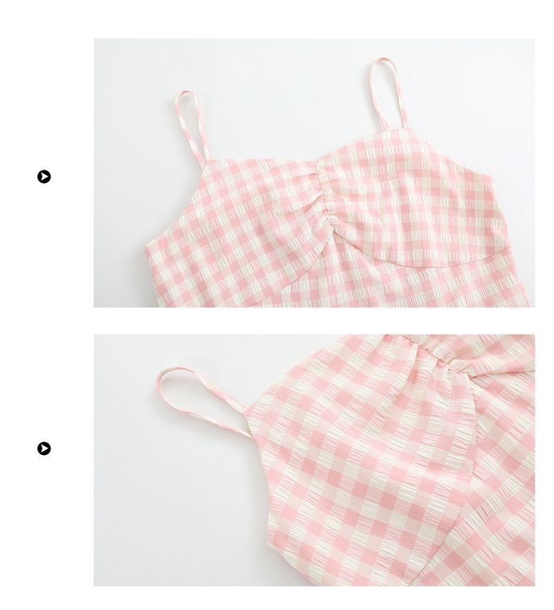 Plus Size Wrap Dress With Ruffles Plaid Print High Waist Slimming Spaghetti Strap Dress For Curvy Women Chic A-Line Dress_voghion.com