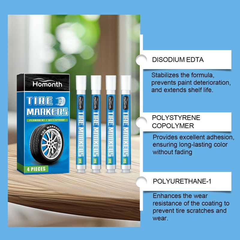 Homonth White Tire Paint Pen Car Tire Paint Pen Does Not Fade Color Creative Diy Oil Pen_voghion.com