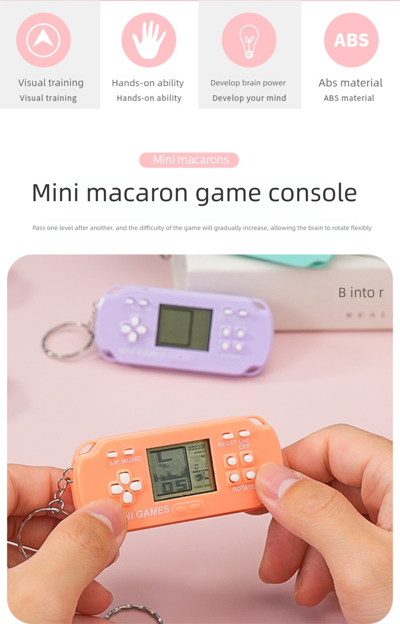Mini Tetris Handheld Game Console Children's Cute Toy Gift Keychain Pendant_voghion.com