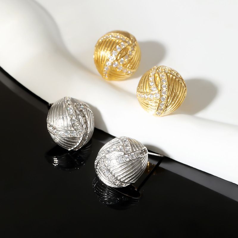 Orecchini a bottone in argento sterling con zirconi intarsiati, orecchini di nicchia minimalisti, jolly retrò, eleganti, stile coreano, da donna, di alta qualità_voghion.com