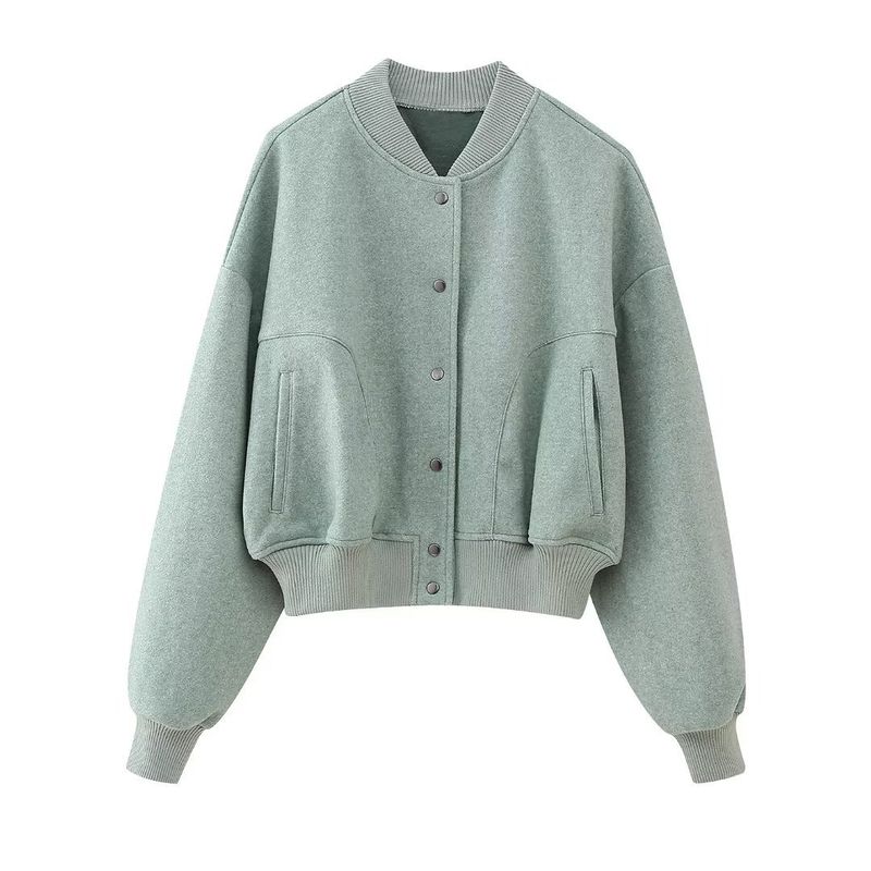 Damenmode Herbst und Winter neue weiche kurze lockere lässige Baseballjacke_voghion.com
